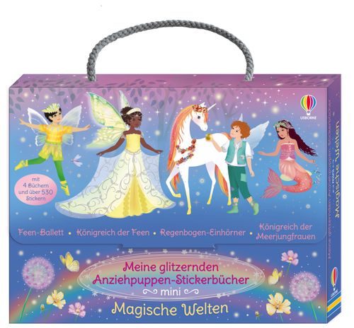 Cover des Buches Meine glitzernden Anziehpuppen-Stickerbücher mini: Magische Welten von 