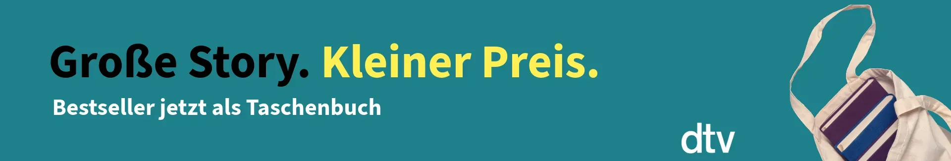 Jutebeutel mit Büchern und Text Große Story, kleiner Preis