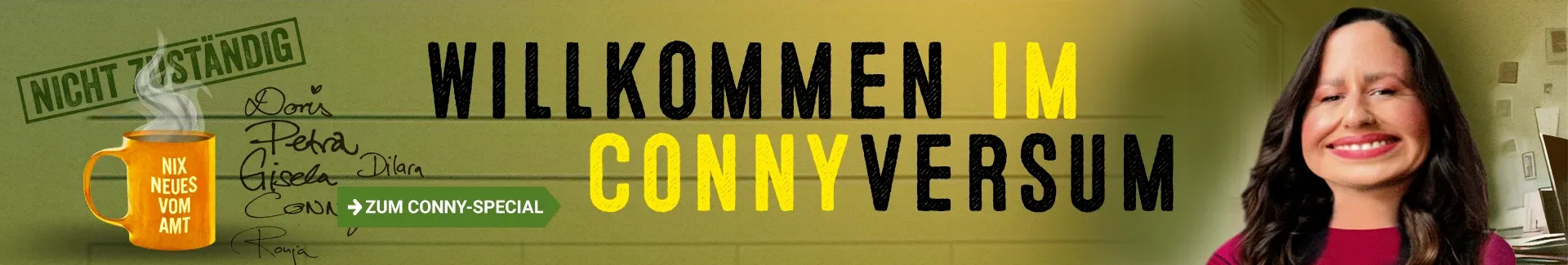 Grafik zu, Conny Special. Text: Willkommen im Connyversum