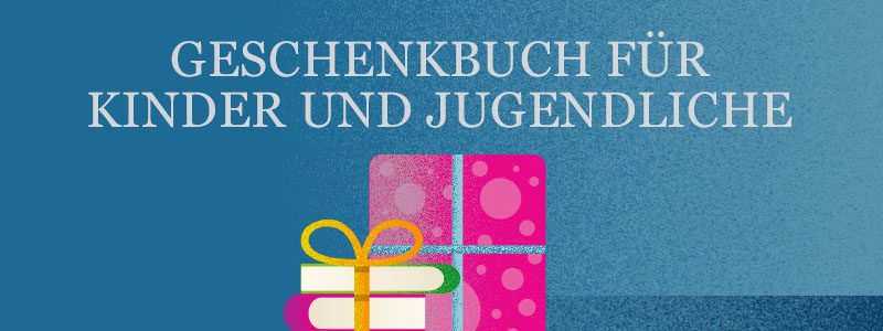 llustration mit Büchern in Geschenkverpackung für Kinder- und Jugendliche.