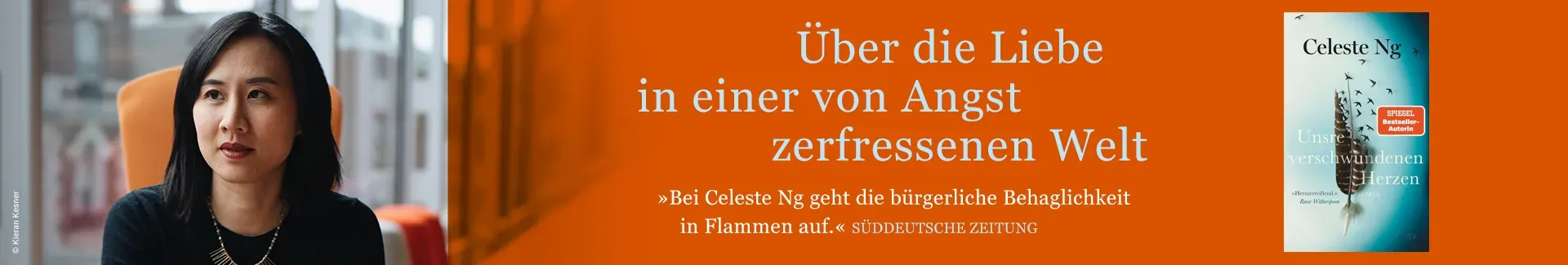 Buch Unsre verschwundenen Herzen, Foto von Autorin Celeste Ng und Text Über die Liebe in einer von Angst zerfressenen Welt.