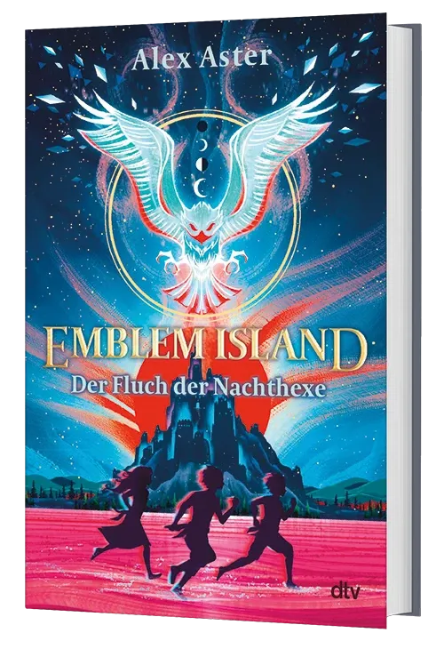 3D-Cover des Buches Emblem Island – Der Fluch der Nachthexe von Alex Aster