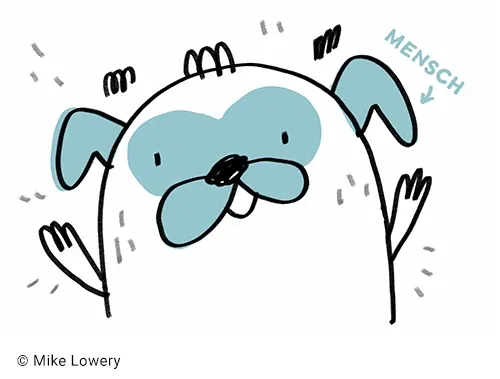 Illustration von Mike Lowery aus dem Buch Alle nennen mich Nein-Sam – Ein ahnungsloser Mops beißt sich durch