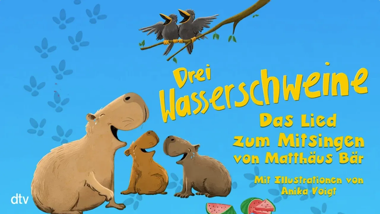 Drei Wasserschweine - Das Lied zum Mitsingen von Matthäus Bär. Mit Illustrationen von Anika Voigt