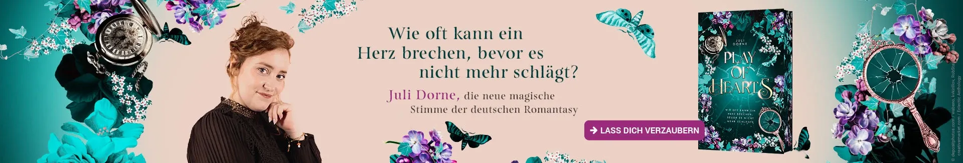 Buch Play Of Hearts und Text Wie oft kann ein Herz brechen, bevor es nicht mehr schlägt? Die Romantasy der Juli Dorne.