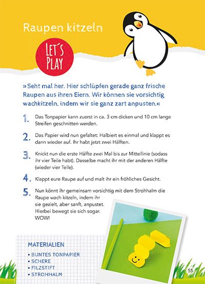 Basteltipp Raupe aus dem Buch Kita-to-Go: Mit Leoli kreativ durchs Jahr