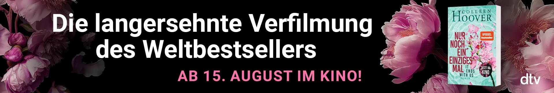 Buch Nur noch ein einziges Mal auf schwarzem Hintergrund mit Text Die langersehnte Verfilmung des Weltbestsellers.