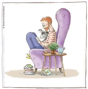 Buchhändler Grimm. Figur aus der Buchreihe Grimm und Möhrchen