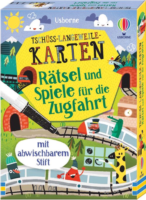 Cover des Buches Tschüss-Langeweile-Karten: Rätsel und Spiele für die Zugfahrt von 