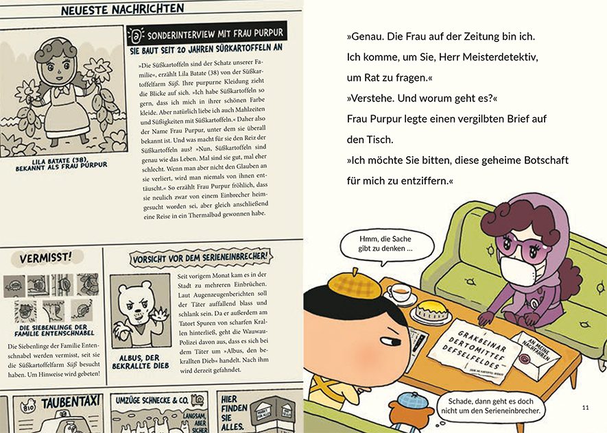 Innenseiten aus dem Buch Detektiv Parzival Po - Das Geheimnis der Frau Purpur (Band 1)